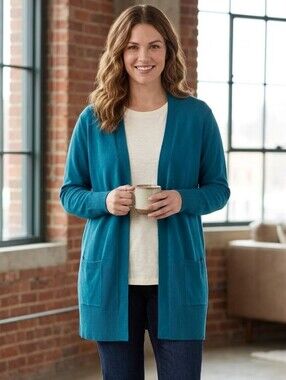 Terra & Sky Teal Open-Front Pocket Cardigan